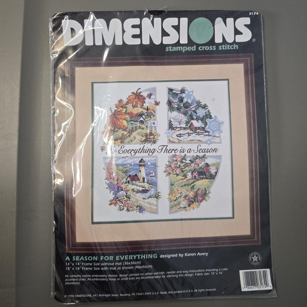 Vintage Dimensions A Season For Everything Stamped Cross Stitch Kit 1998 14 X 14